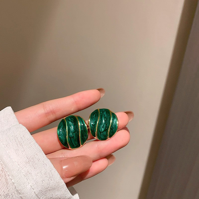 Venta al por mayor Plata Pin Goteo Flor Círculo Vintage Pendientes Metal