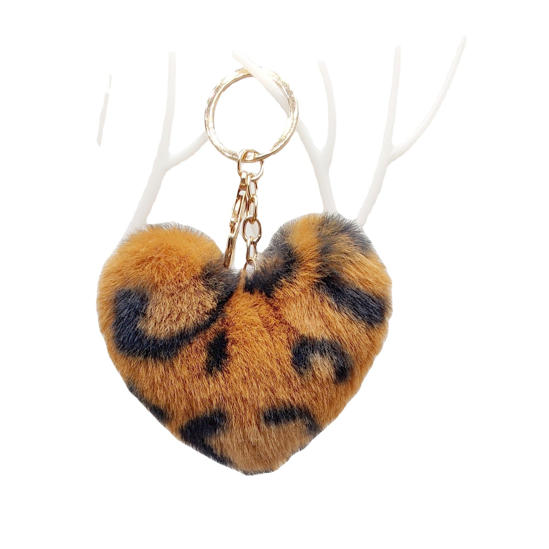 Wholesale Imitation Otter Rabbit Fur Leopard Pattern Love Fur Ball Keychain