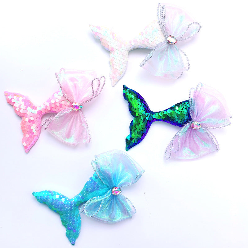 Wholesale Laser Sequins Mermaid Bow Knot Headwear for Kids