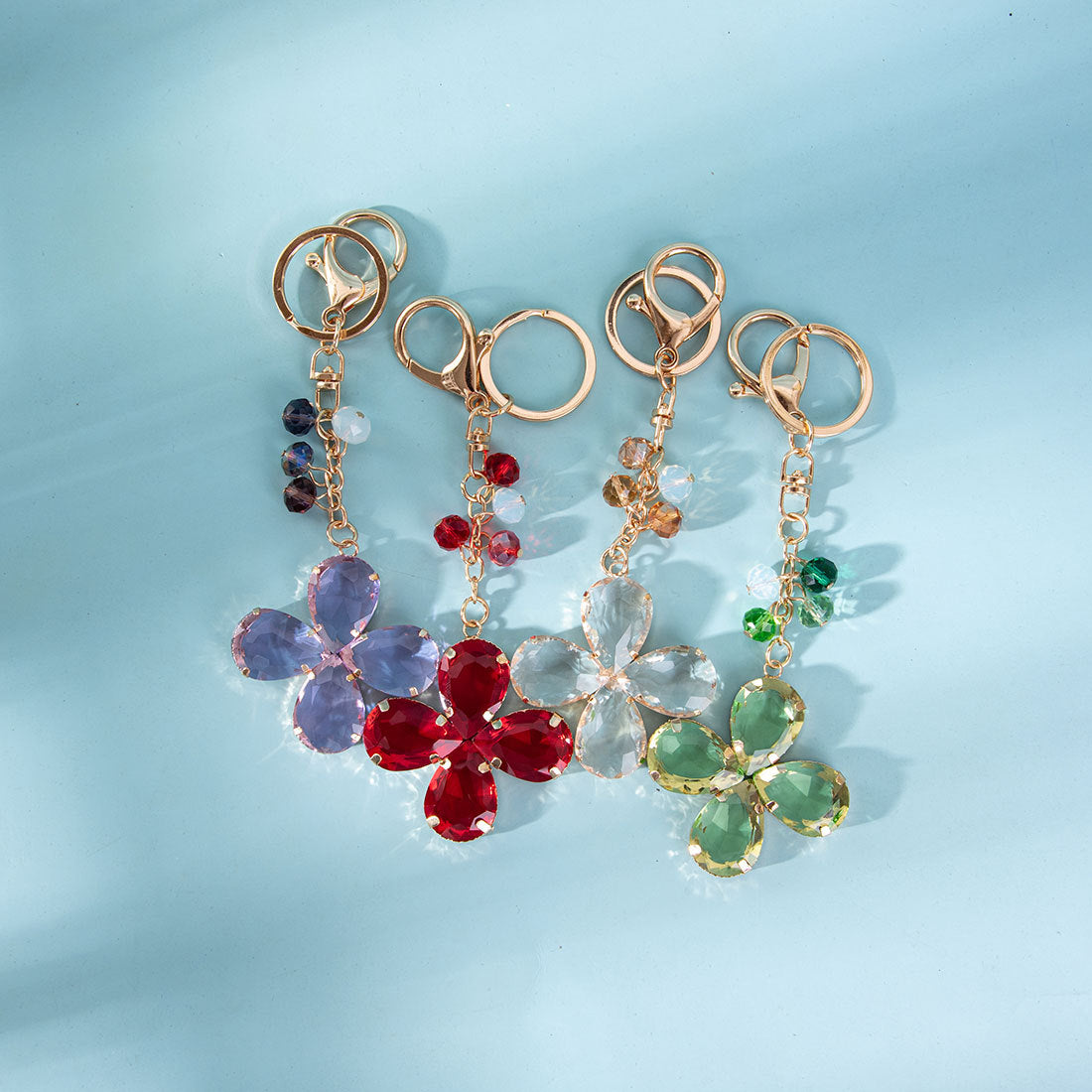 Wholesale Lucky Clover Crystal Keychain