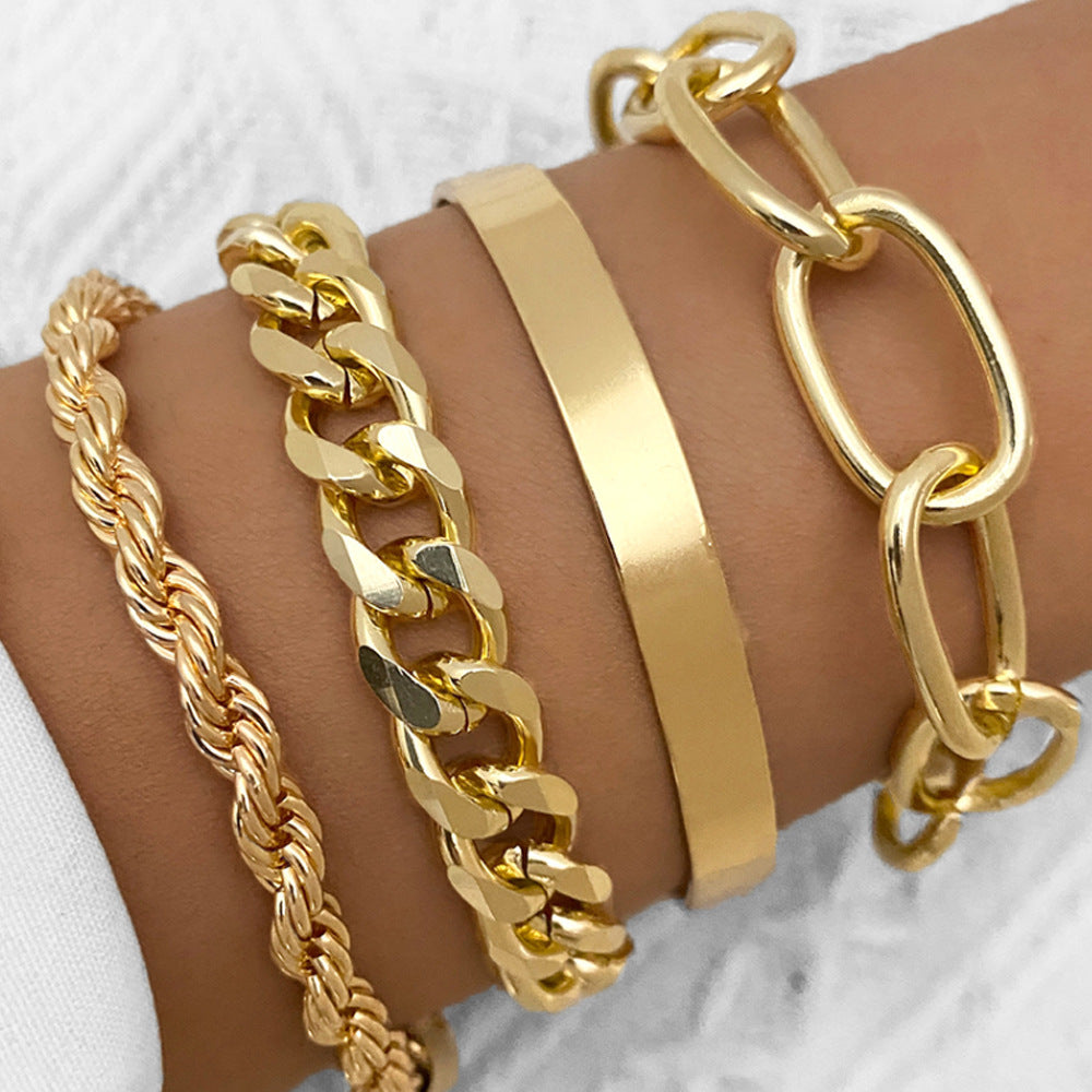 Wholesale Punk Metal Chain Alloy Bracelet Set