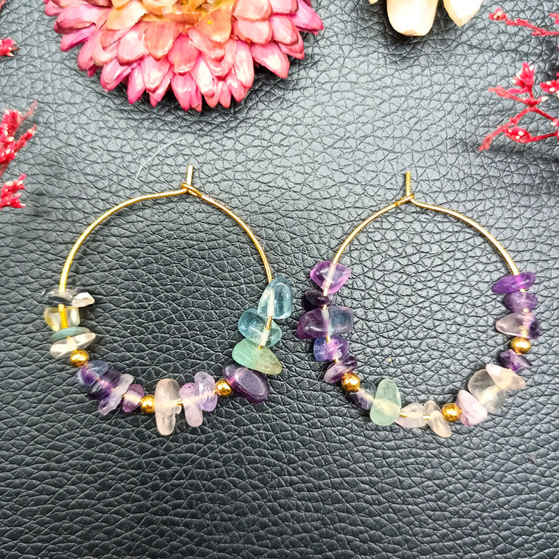 Wholesale Natural Crystal Crushed Stone Alloy Earrings