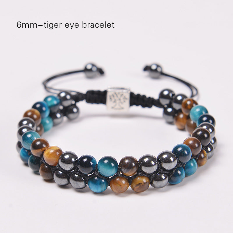 Wholesale Double-layer Black Agate Men's Bracelet
