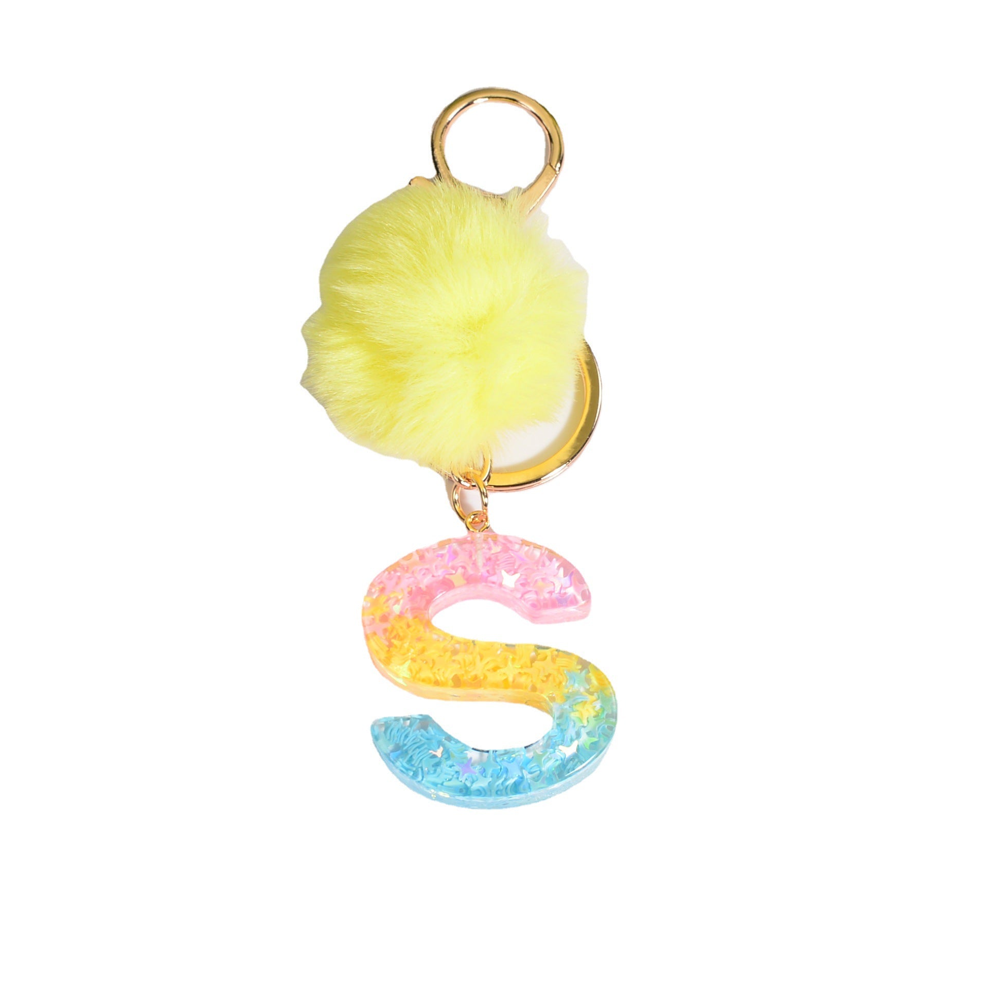 Wholesale English Alphabet Hair Ball Resin Keychain