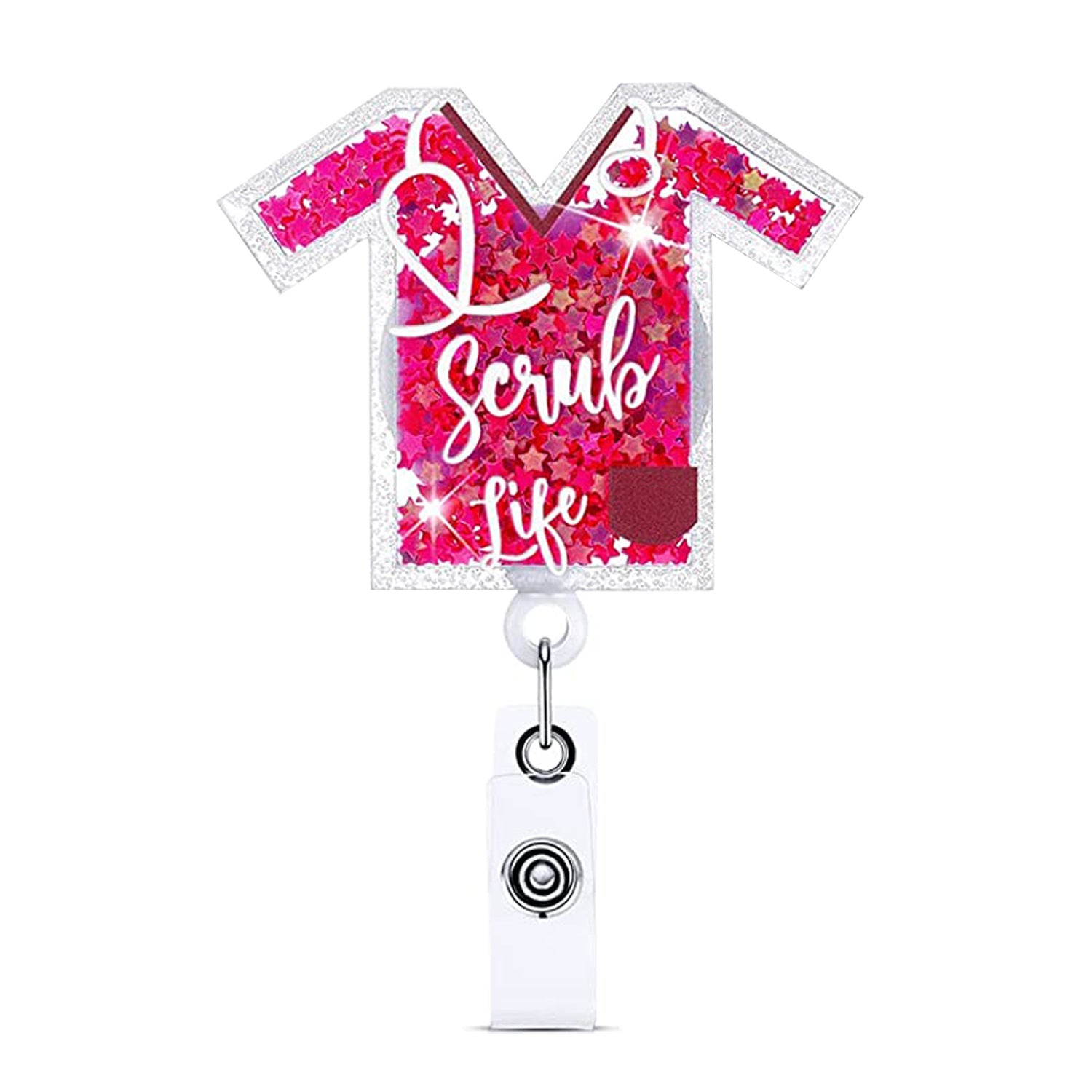 Wholesale Badge Reels ABS Sequin Clothes Nurse Doctor Retractable Keychain