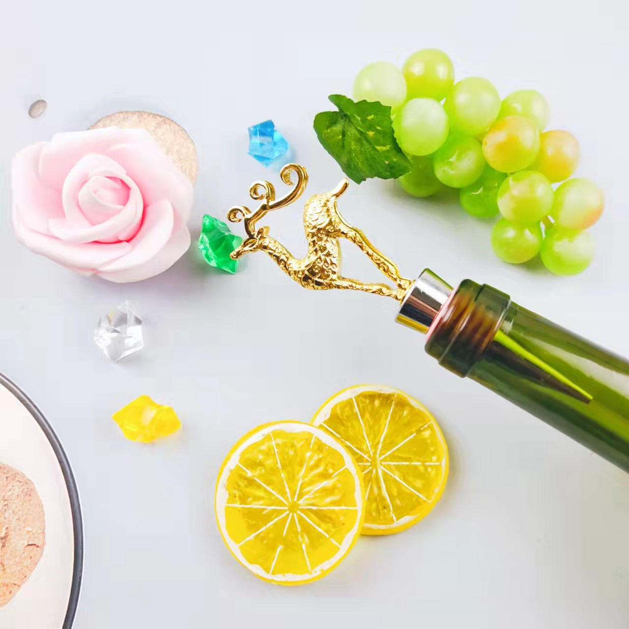 Wholesale DIY Golden Deer Household Zinc Alloy Red Wine Bottle Stoppers