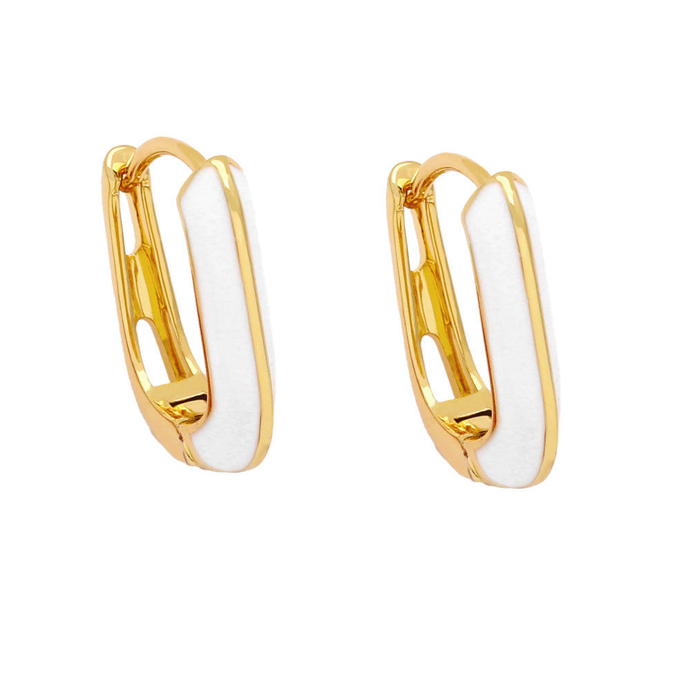 Wholesale Oil Drip U Shape Vintage Copper Earrings