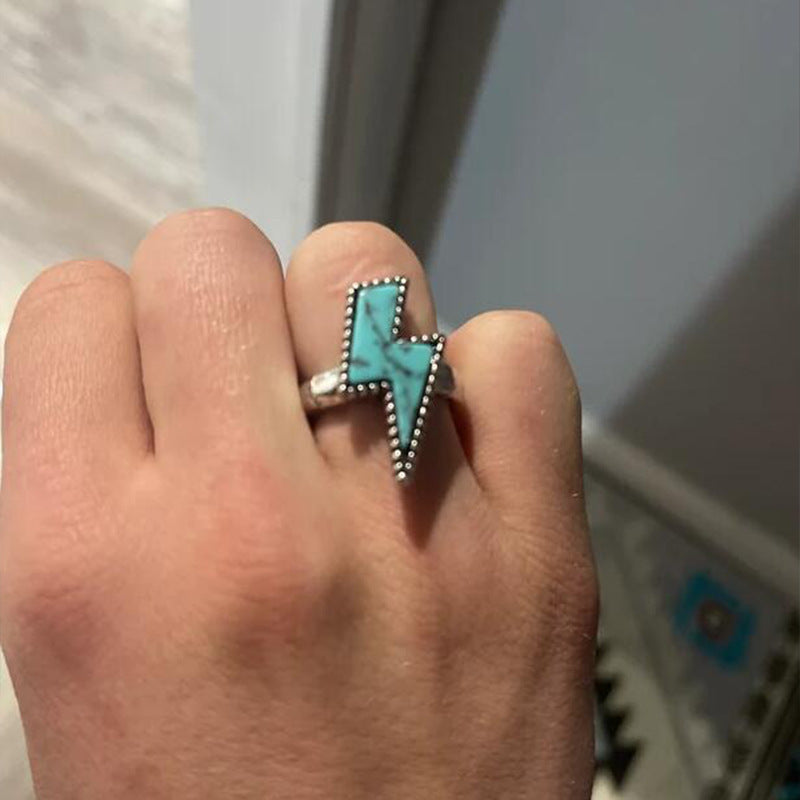 Wholesale Alloy Bohemian Lightning Turquoise Ring