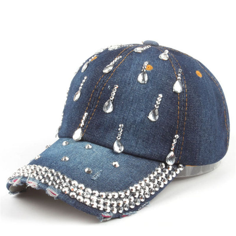 Wholesale Cotton Rhinestone Denim Baseball Cap