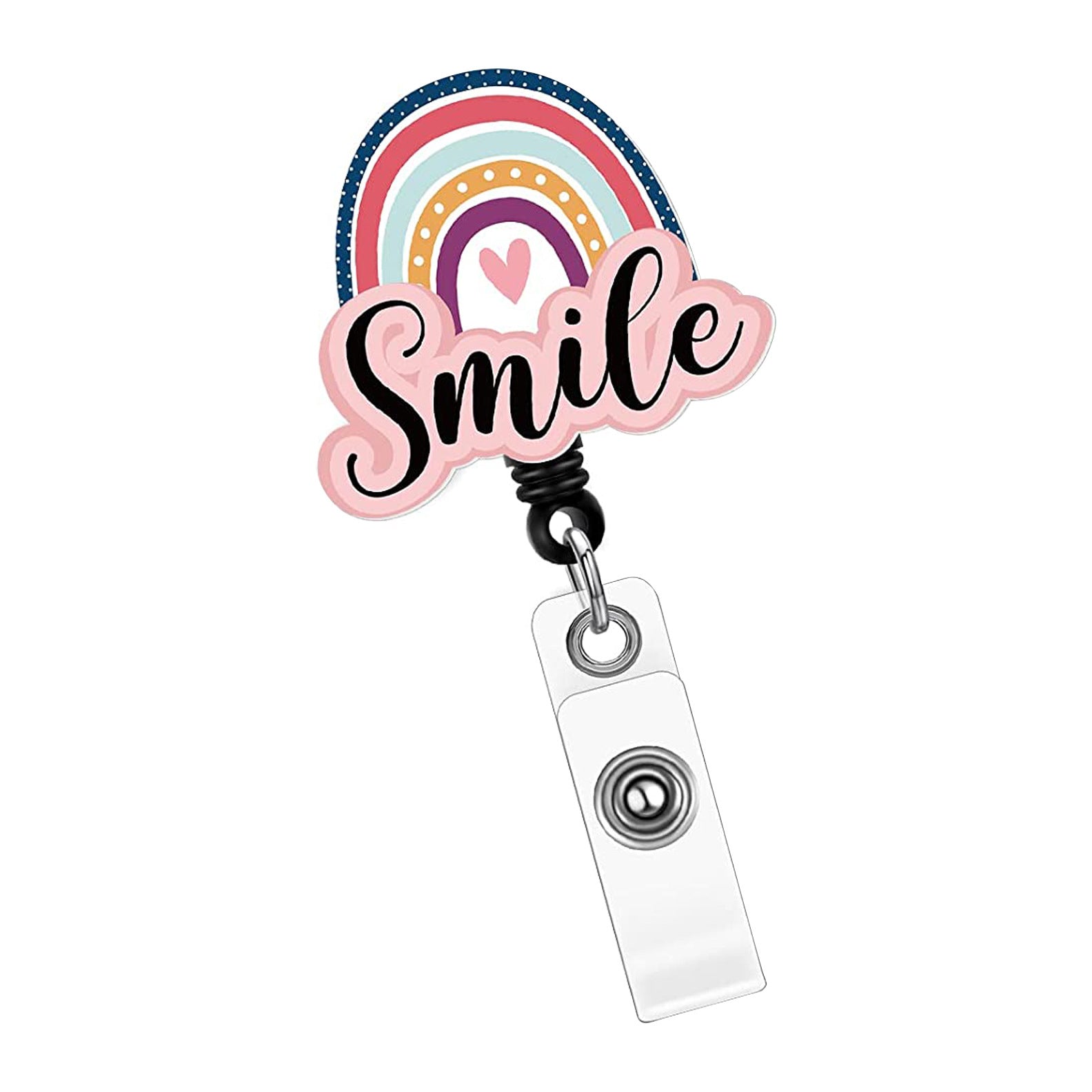 Wholesale Badge Reels Acrylic Rainbow Easy Pull Buckle Retractable Keychain
