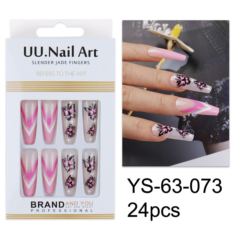 Parches de mejora de uñas largas de plástico de plástico de 24 piezas al por mayor