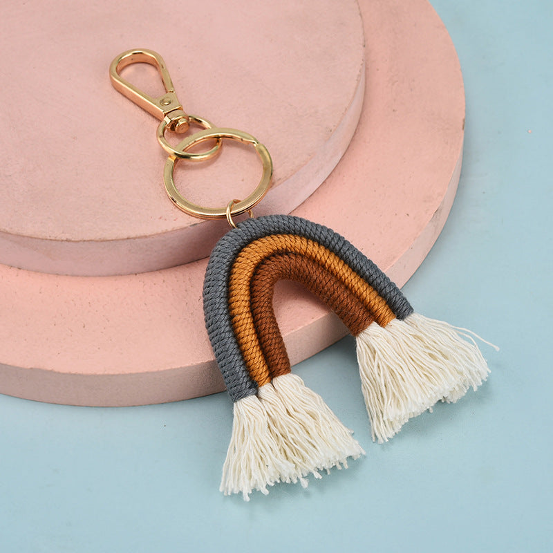 Wholesale Hand Woven Rainbow Tassels Keychains