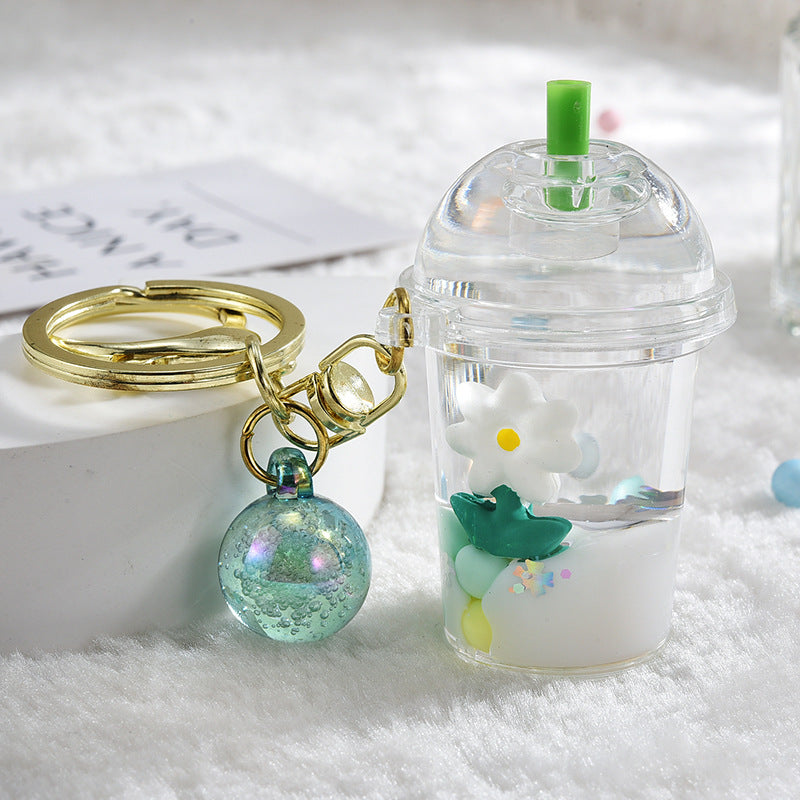 Wholesale Acrylic Oiled Floating Flowers Creative Key Chain