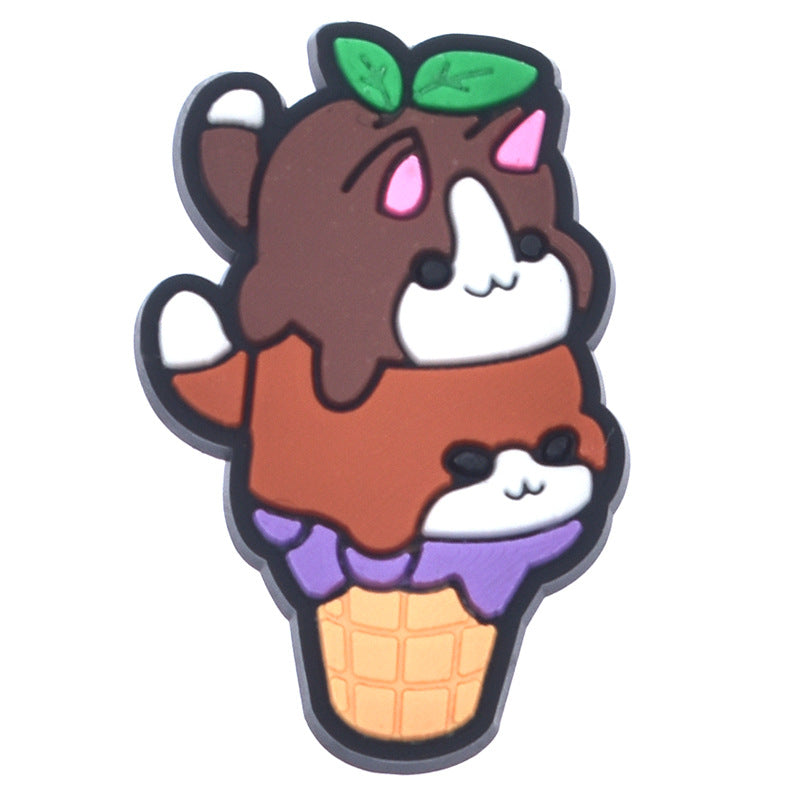 Wholesale 100PCS PVC Cartoon Animal Ice Cream DIY Shoe Buckle