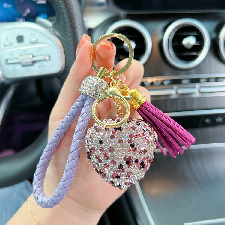 Wholesale Clay Inlaid Diamond Love Key Chain