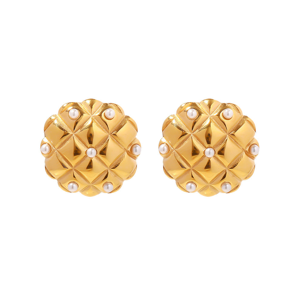 Wholesale 18K Gold Plated Vintage Argyle Earrings Stainless Steel