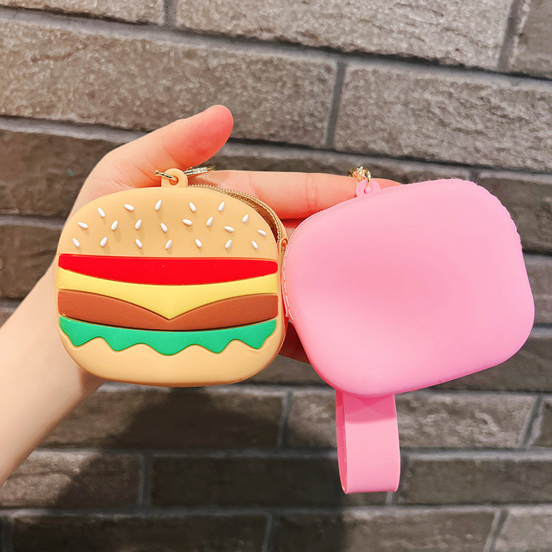 Llavero creativo al por mayor de la cartera cero de la hamburguesa del silicón