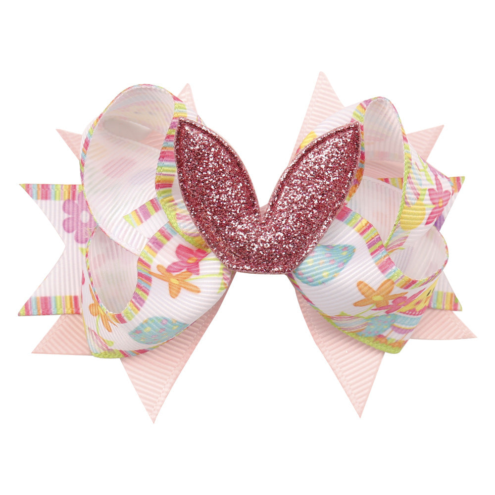 Wholesale Easter Kids Bows Cloth Hair Clips