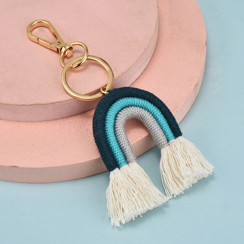 Wholesale Hand Woven Rainbow Tassels Keychains