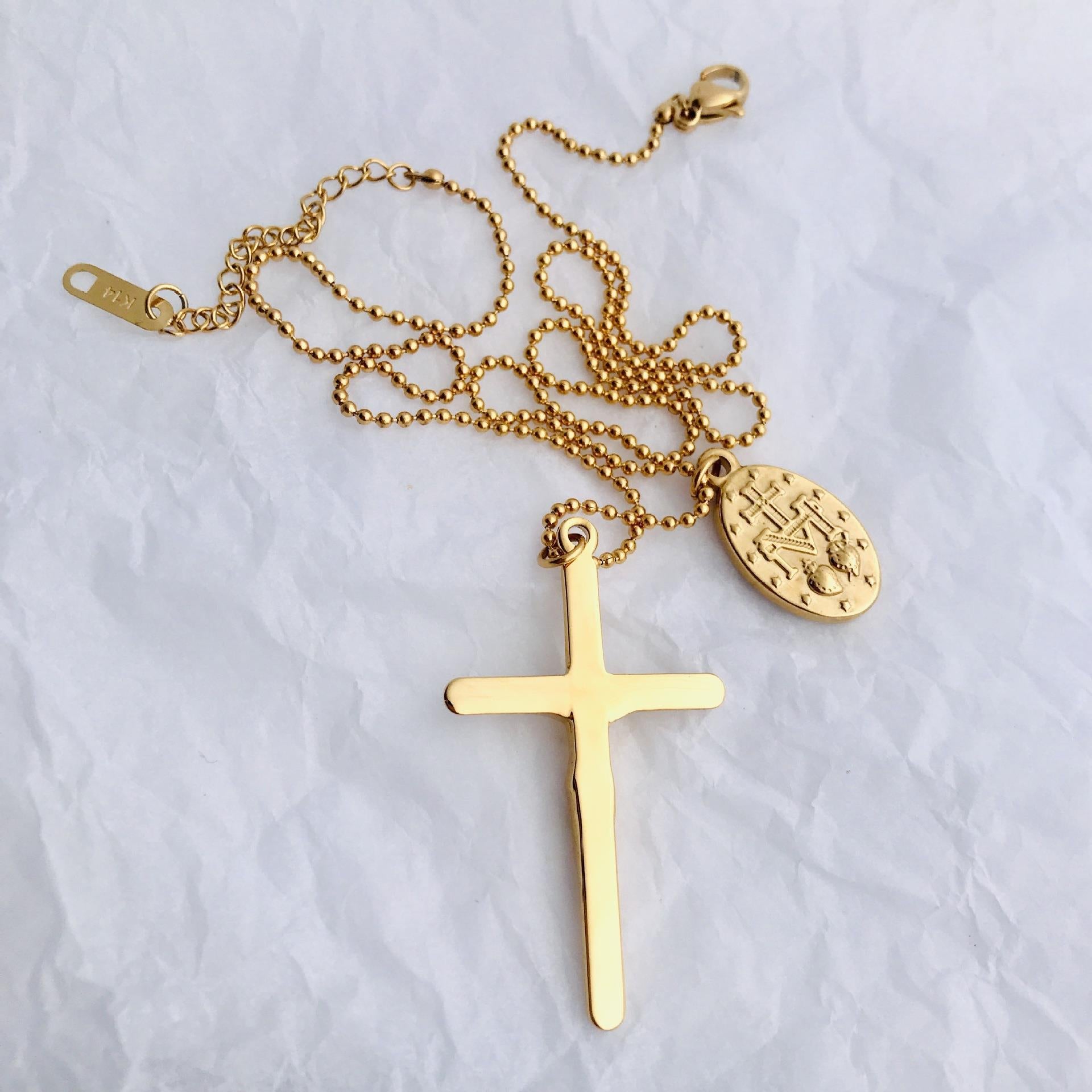 Wholesale Stainless Steel Cross Overlap Necklace
