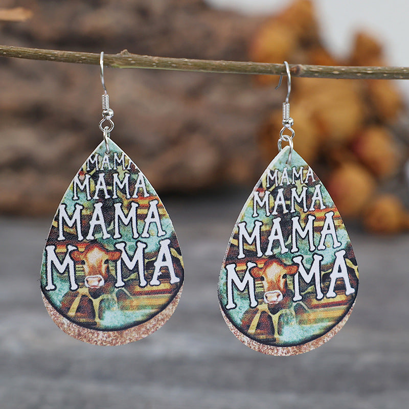 Venta al por mayor Pendientes de aleación de cabeza de toro de leopardo del día de la madre