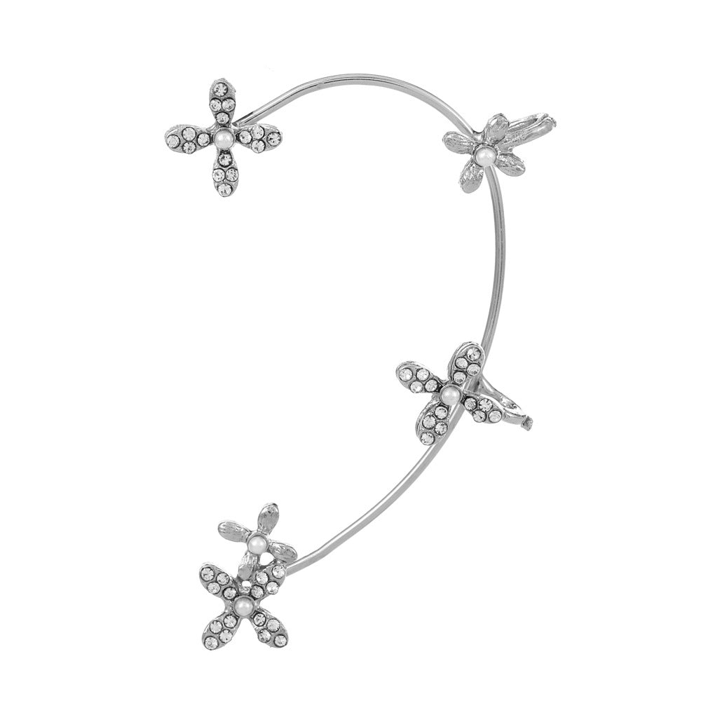 Venta al por mayor Pendientes de aleación de manguito de oreja de mariposa de diamante