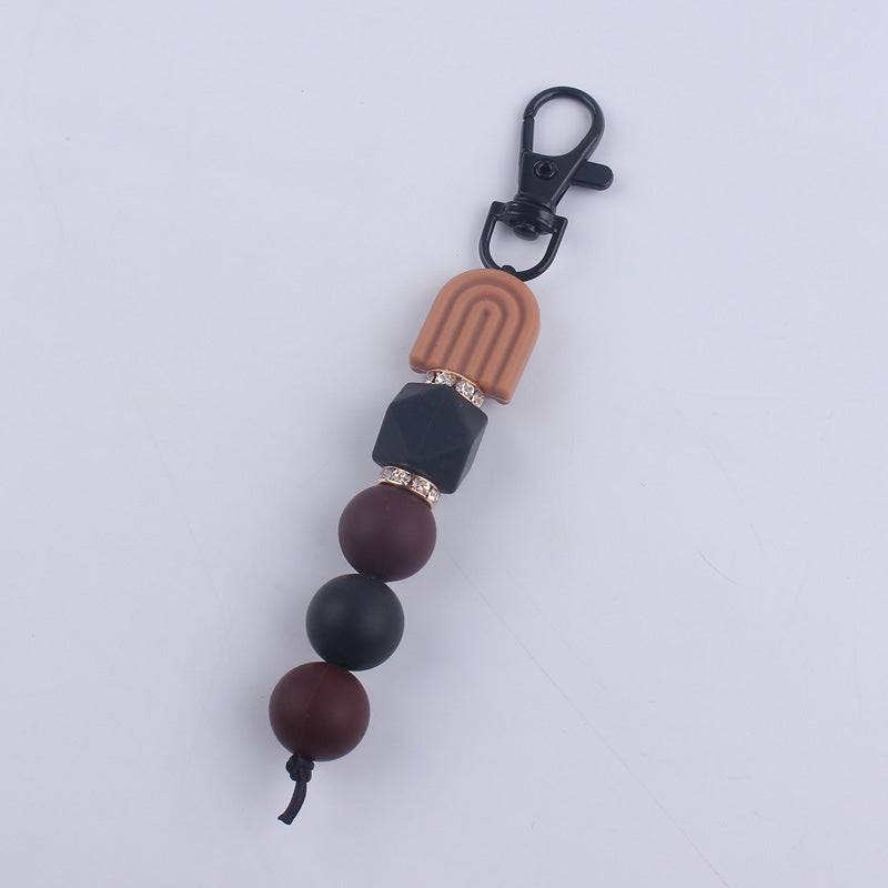 Llavero con cuentas de silicona arcoiris al por mayor