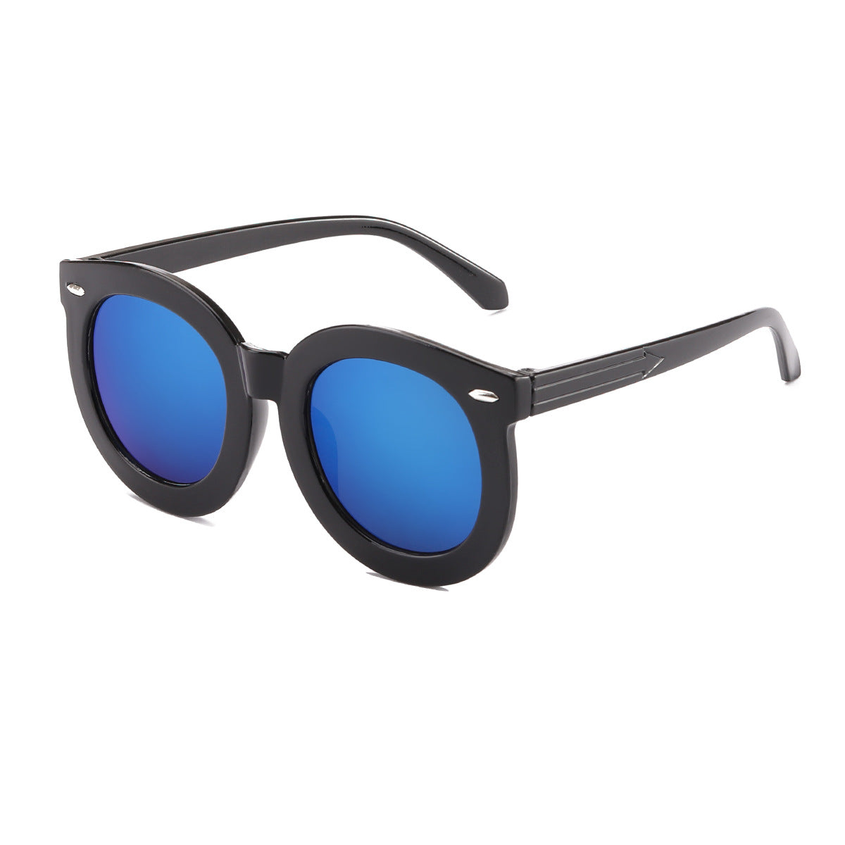 Wholesale Color Film Reflective Round Frame PC Kids Sunglasses