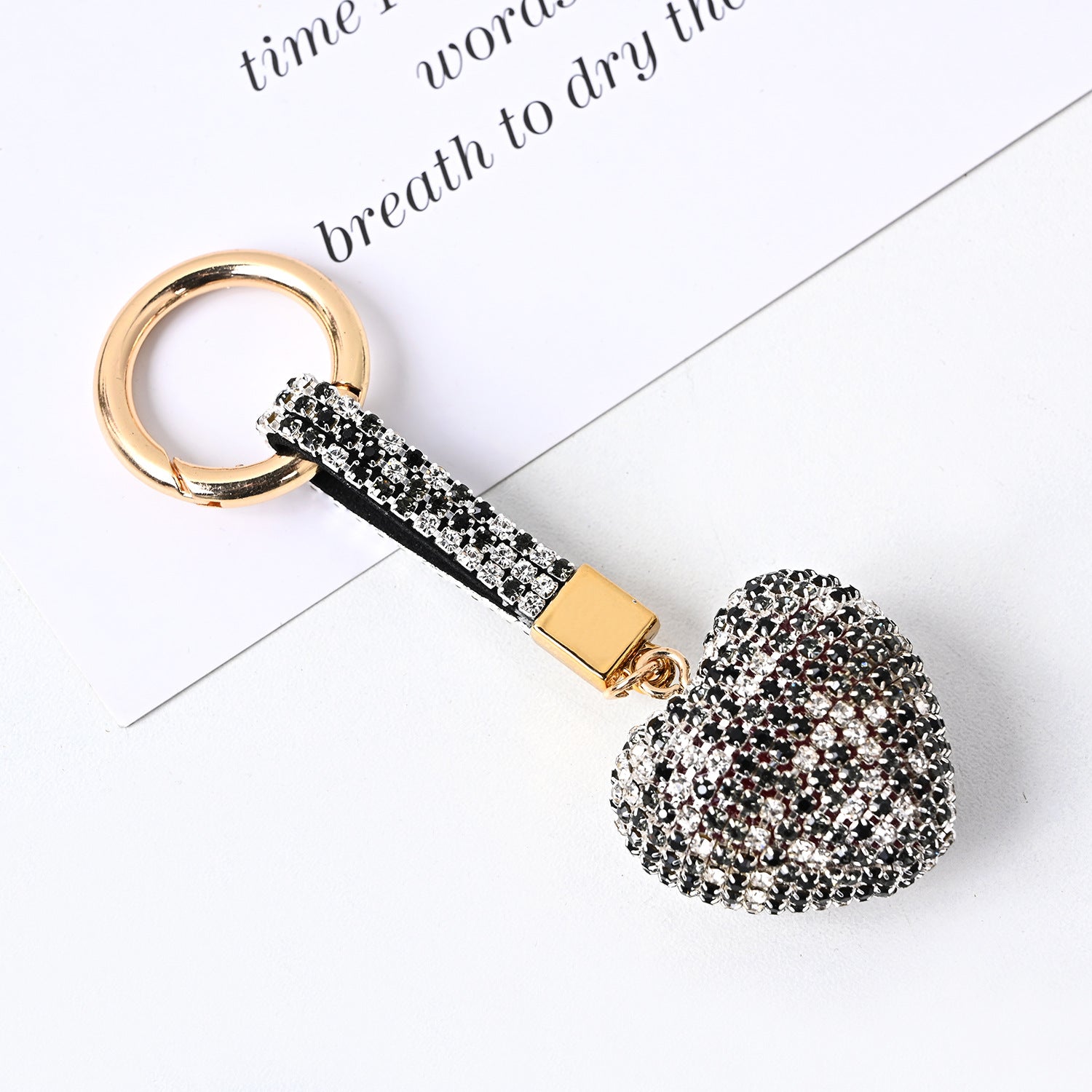 Wholesale PU Diamond Crystal Peach Heart Love Keychain