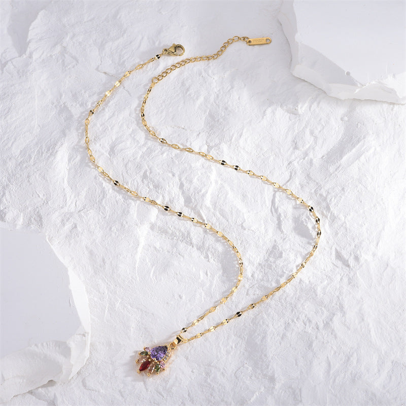 Wholesale Zircon Bow Knot Titanium Steel Necklaces