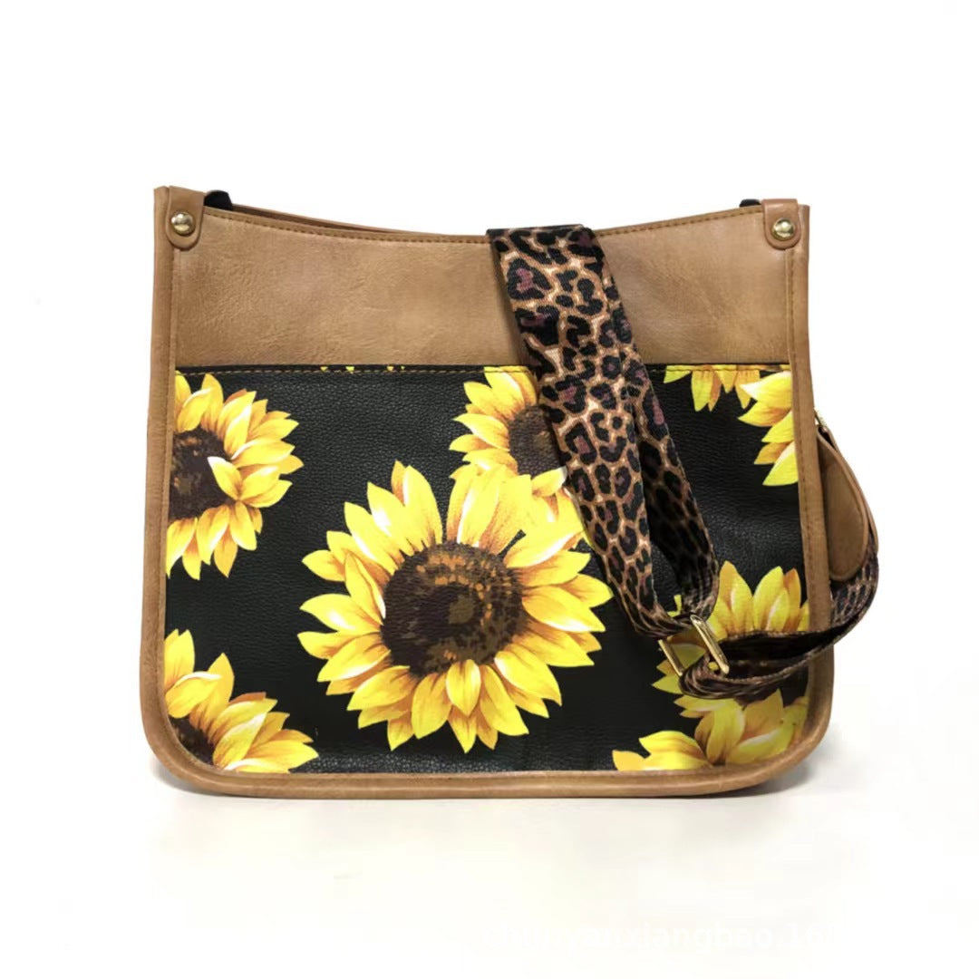 Wholesale Western Style Leopard Pattern Shoulder Strap PU Vintage Tote Bag Single Shoulder Bag Crossbody Bag