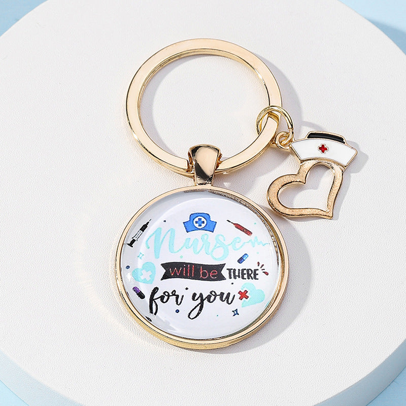 Llavero al por mayor de la impresión en color de cristal del tiempo del regalo del día de las enfermeras