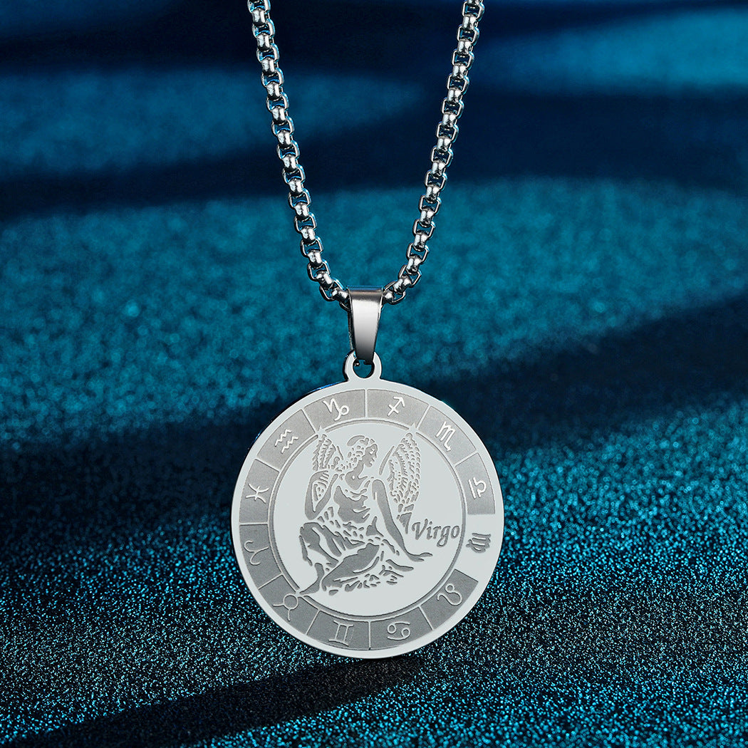 Venta al por mayor collar colgante de acero inoxidable 12 constelaciones