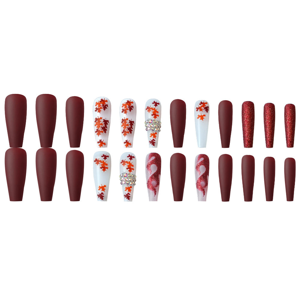 Wholesale Flaming Maple Leaf Long Nail Stickers