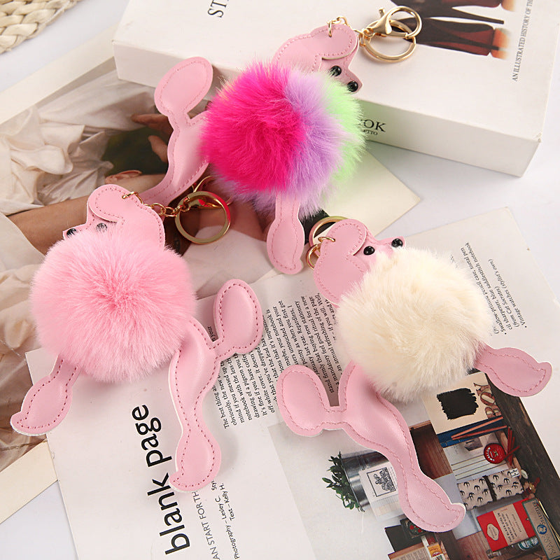 Bola de pelaje de Poodle de Poodle al por mayor Rabbit Keychains falsos