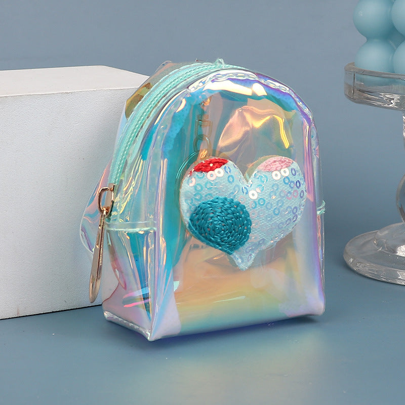 Purso de monedas de monedas de láser para niños transparentes de Crown Heart de Crown Heart