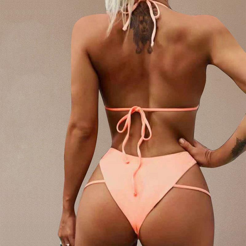 Wholesale Sexy Solid Color Split Polyester Swimwear