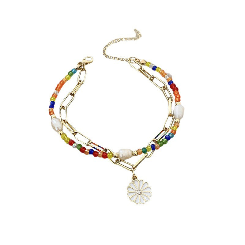 Wholesale Jewelry Daisy Multicolored Rope Alloy Bracelet