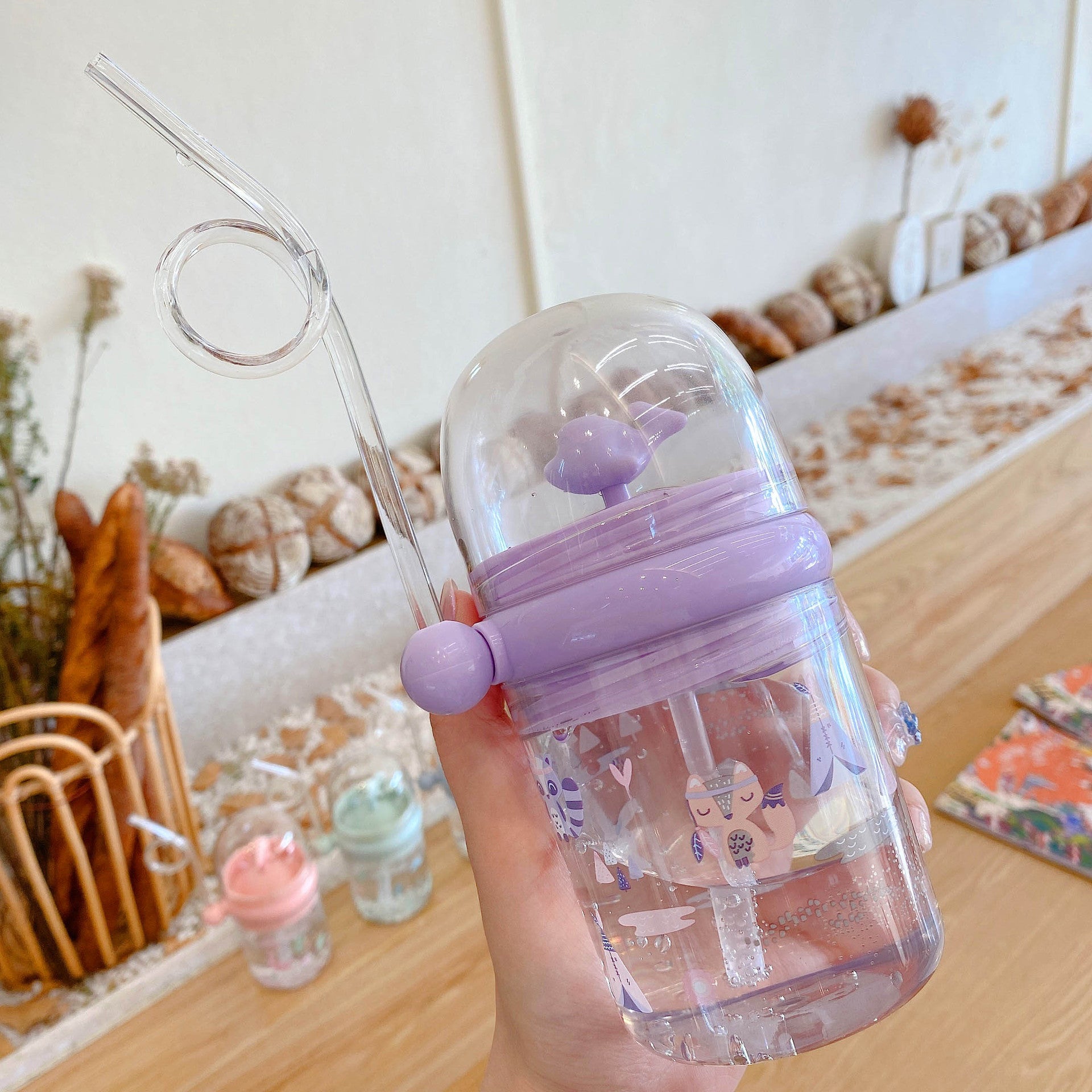 Wholesale Water spray whale cup children's portable anti-fall plastic cup with scale windmill