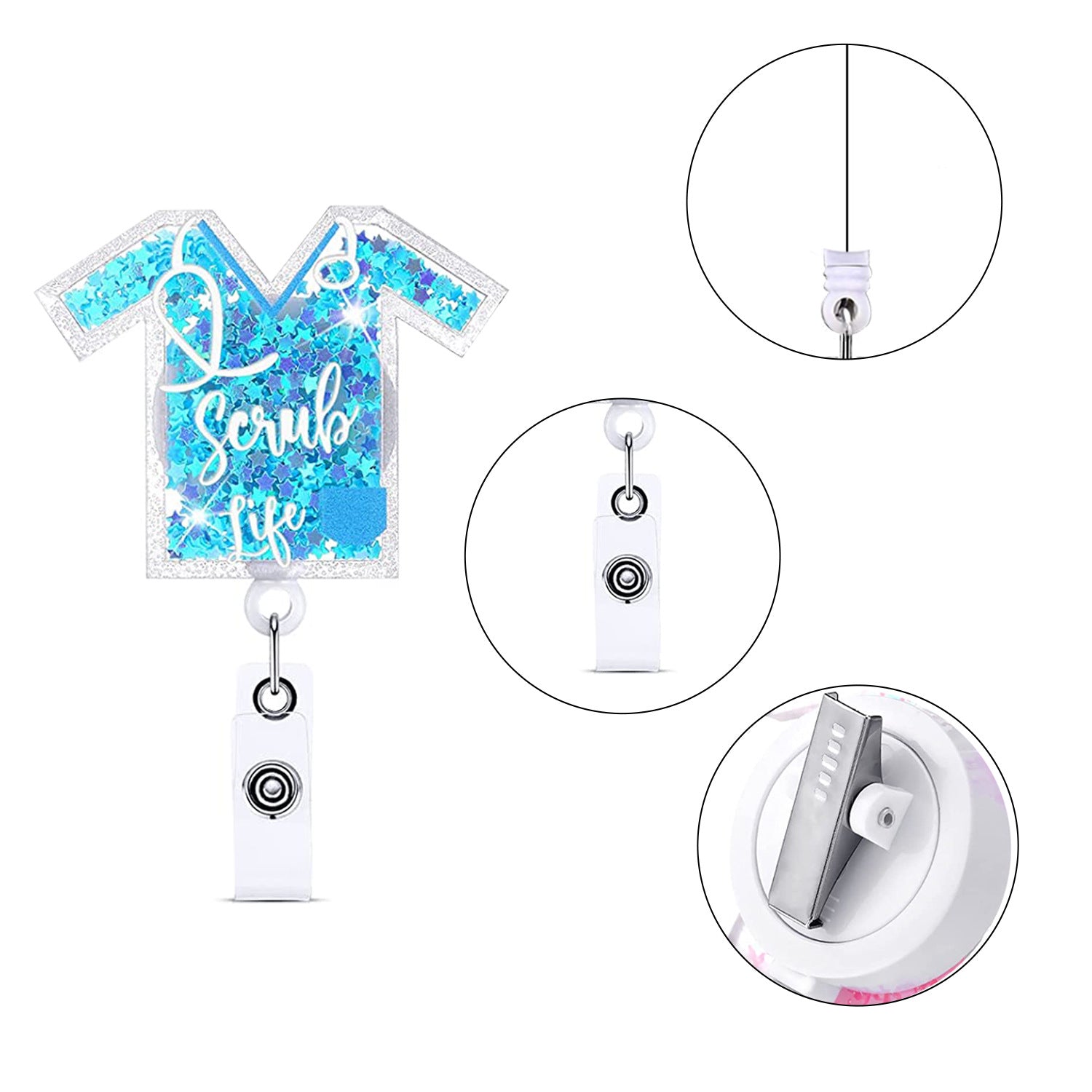 Wholesale Badge Reels ABS Sequin Clothes Nurse Doctor Retractable Keychain