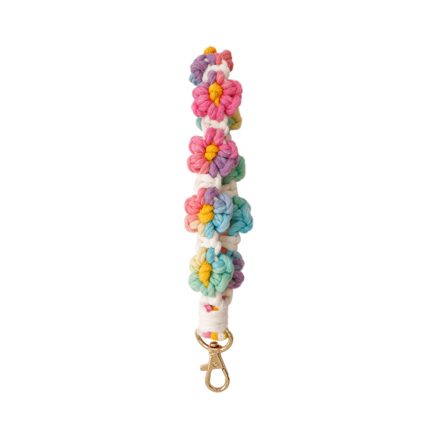 Wholesale Hand Woven Flower Daisy Cotton Rope Keychain