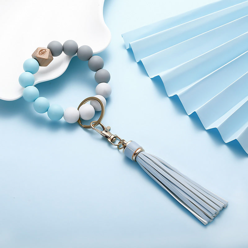 Wholesale Multicolor Silicone Beads Alloy Wrist Keychain
