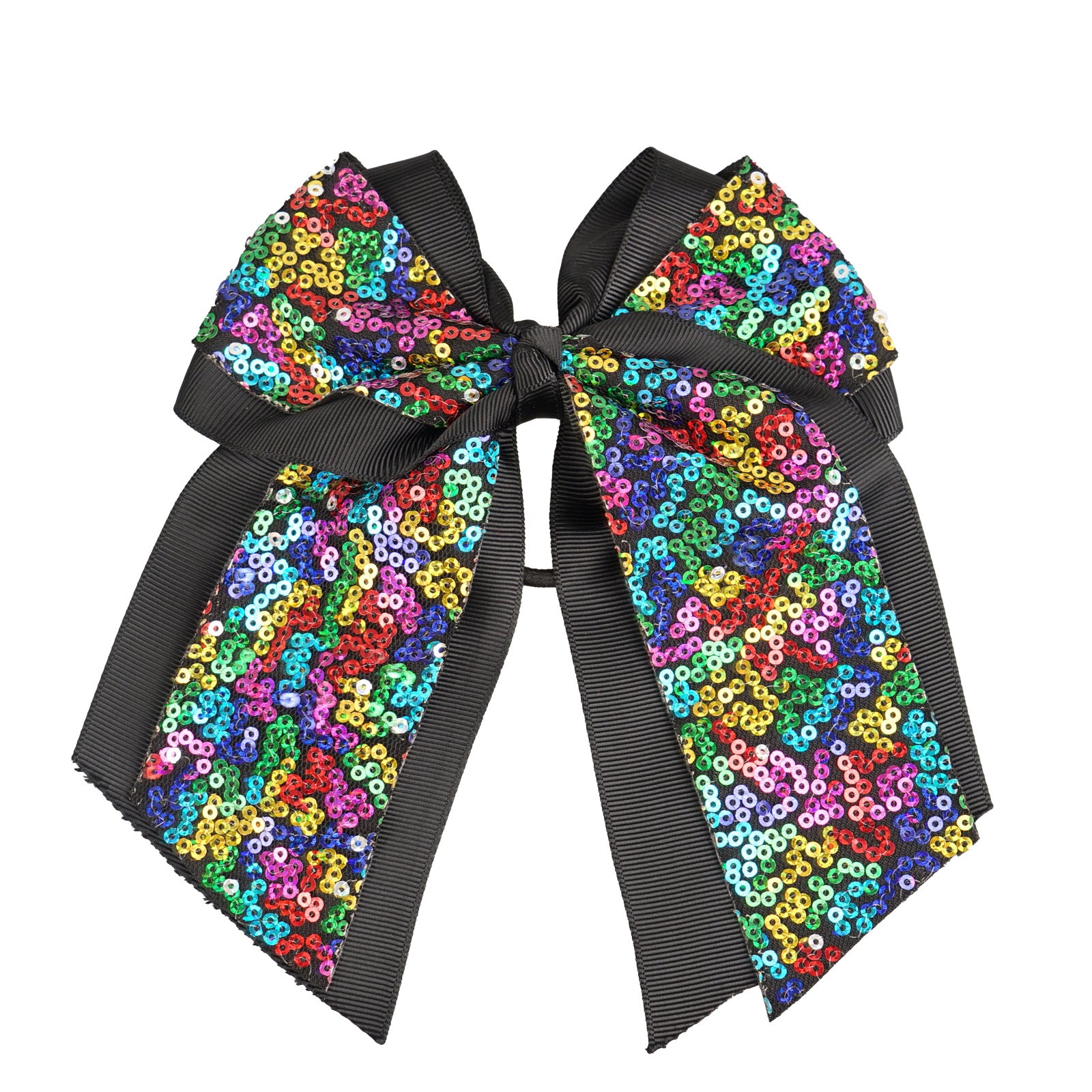 Wholesale 6inch Double Layer Large Swallowtail Sequin Bow Hair Tie