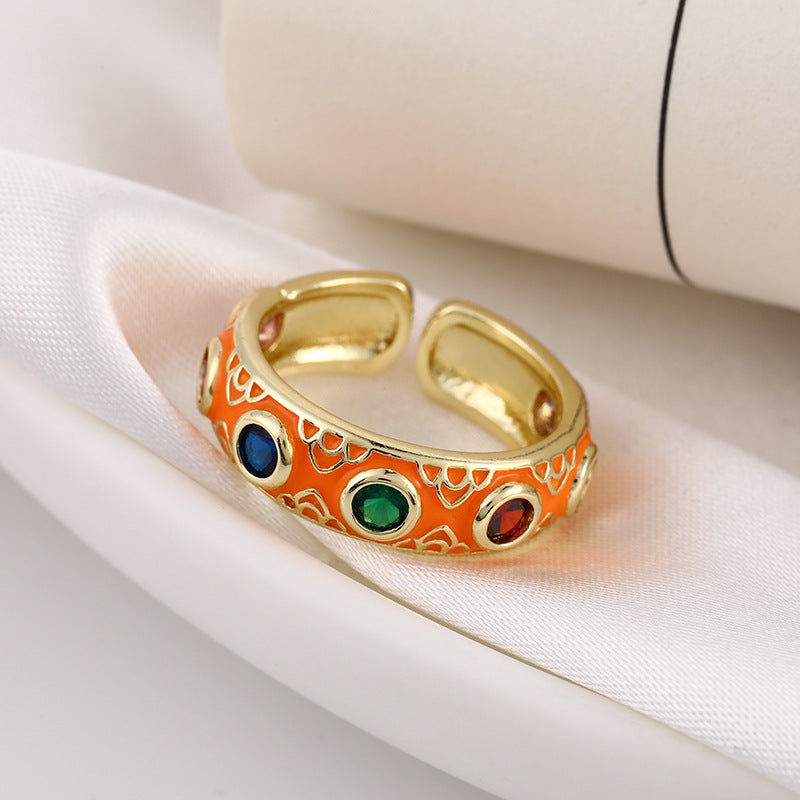 Venta al por mayor Anillo ajustable de apertura de ojo de diablo de cobre