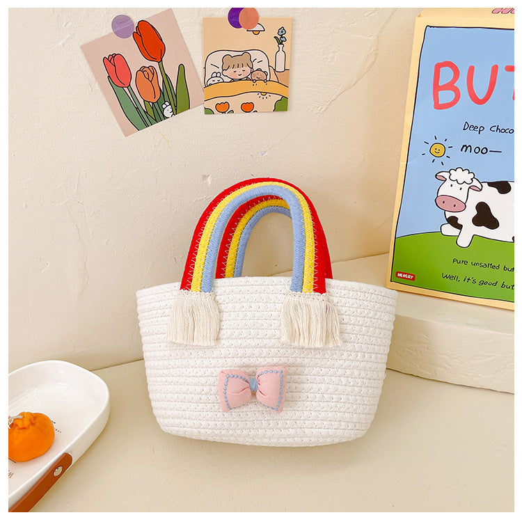 Bolso al por mayor de la playa del arco iris tejido cuerda del algodón del PDA