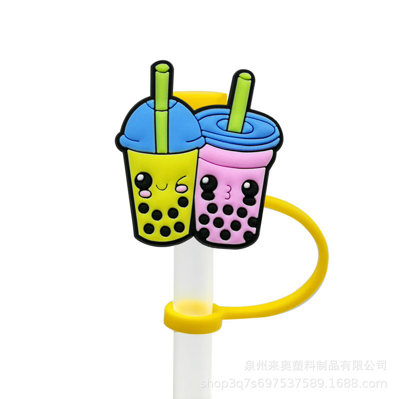 Wholesale 10PCS Cartoon Beverage Silicone Straw Tube Cap