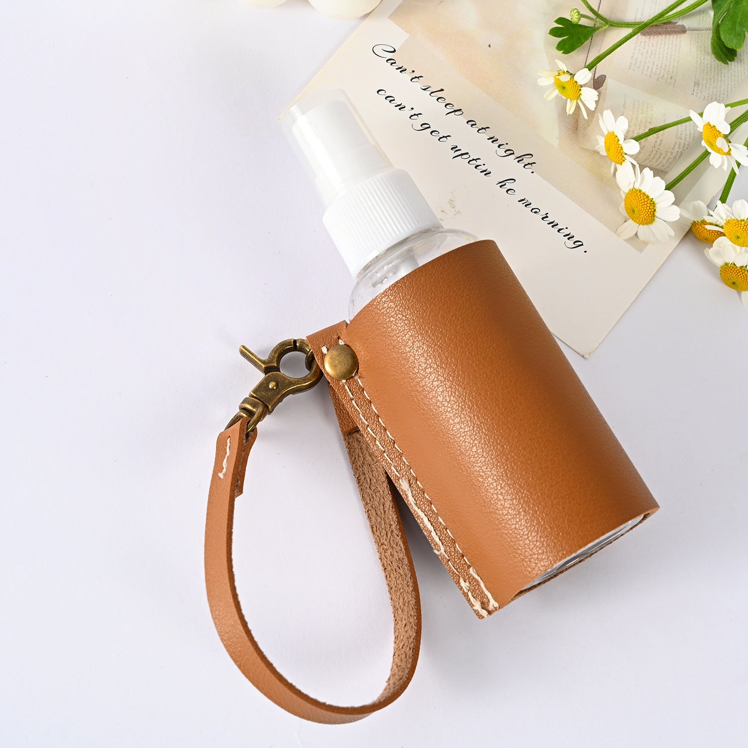 Wholesale Outgoing Portable Hand Sanitizer Leather Case PU Keychain