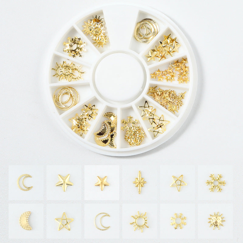 Decoración de mejora de uñas de aleación con remaches de estrella y luna al por mayor