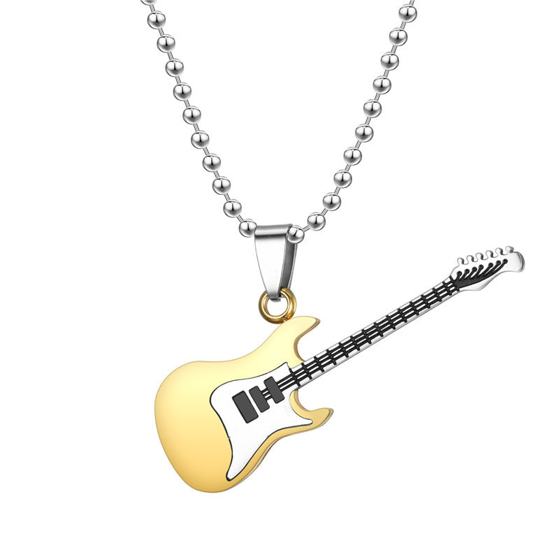 Wholesale Titanium Steel Guitar Pendant Clavicle Necklace