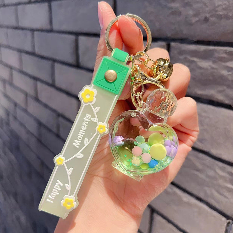 Botella de perfume acrílico al por mayor burbujas de burbujas y llavero de botella de deriva